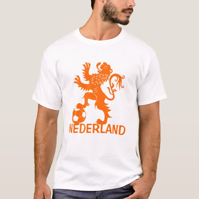 Nederland lejon T-tröja - holländsk fotbollskjorta T Shirt (Framsida)