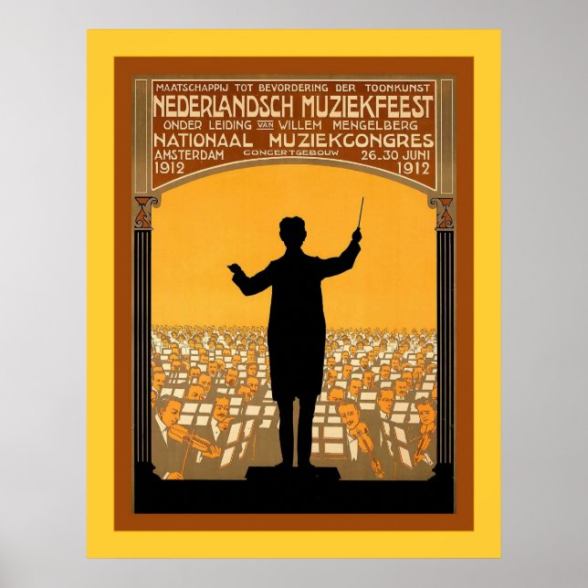 Nederlandch Muziekfeest ~ Vintage Dutch Poster (Framsidan)