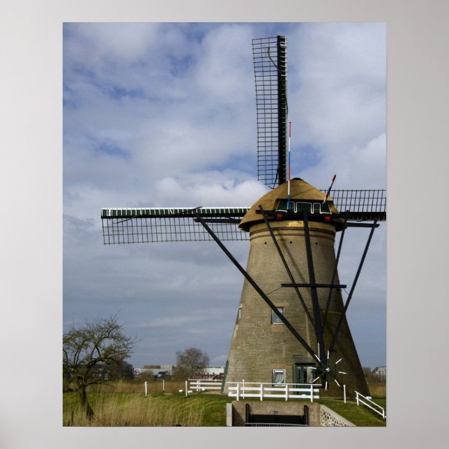 Nederländerna (även känd som Holland), Kinderdijk. Poster (Framsidan)