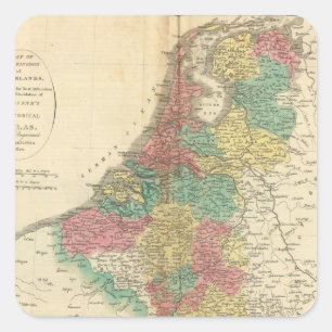 Nederländerna, Beligium Atlas Karta Fyrkantigt Klistermärke