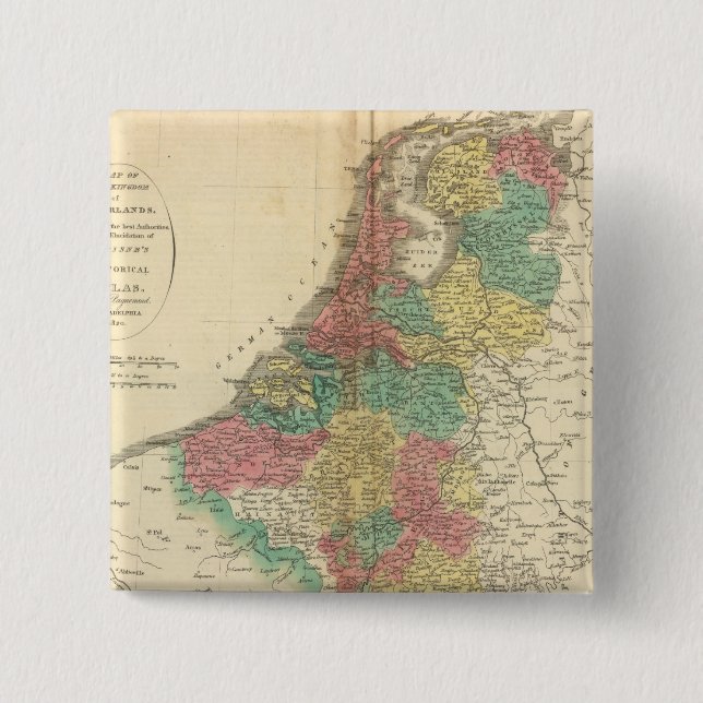 Nederländerna, Beligium Atlas Karta Knapp (Framsida)