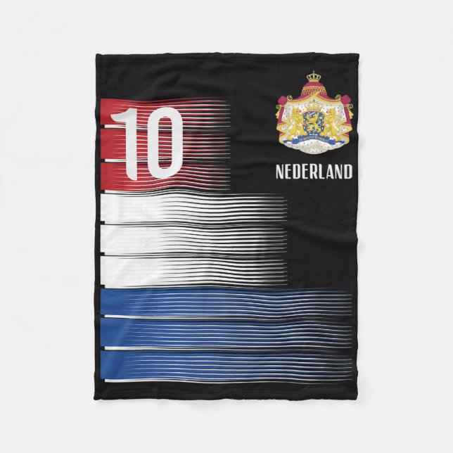 Nederländerna Flagga 10 Holländska Orange Fotboll  Fleecefilt (Framsidan)