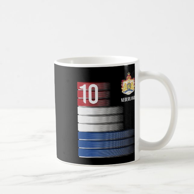 Nederländerna Flagga 10 Holländska Orange Fotboll  Kaffemugg (Höger)