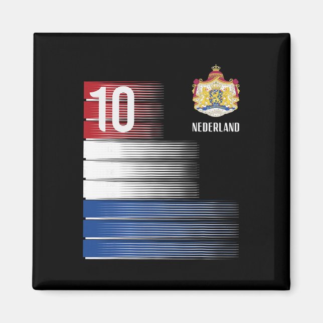 Nederländerna Flagga 10 Holländska Orange Fotboll  Magnet (Framsidan)