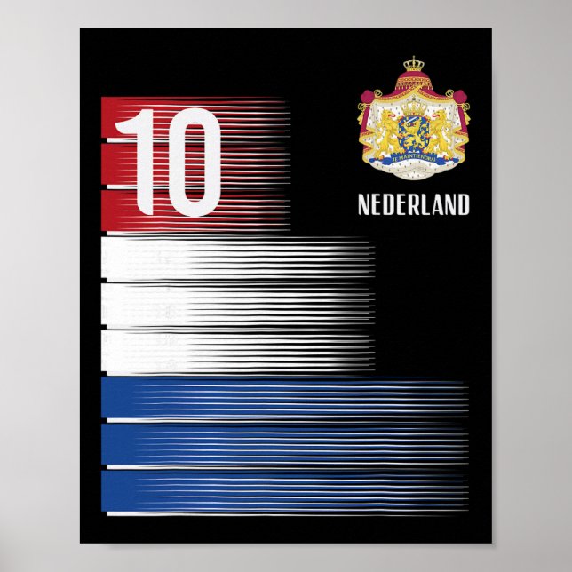 Nederländerna Flagga 10 Holländska Orange Fotboll  Poster (Framsidan)