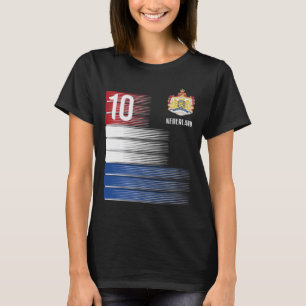 Nederländerna Flagga 10 Holländska Orange Fotboll  T Shirt