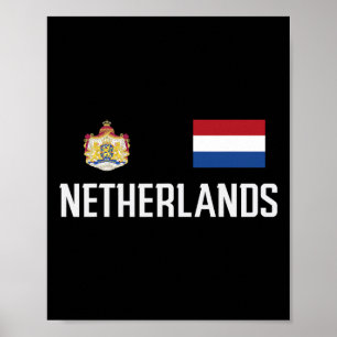 Nederländerna Flagga Fotboll Fotbollsfan Män Kvinn Poster
