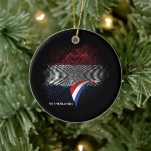 Nederländerna flagga julgransprydnad keramik