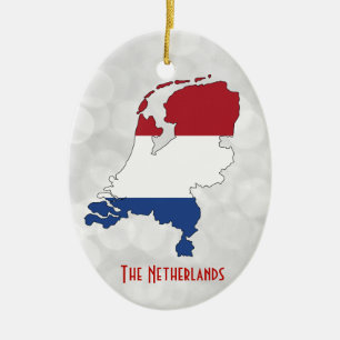 Nederländerna Flagga Karta Julgransprydnad Keramik