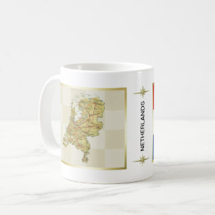 Nederländerna Flagga + Karta Mugg