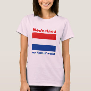 Nederländerna Flagga + Karta + Text T-Shirt