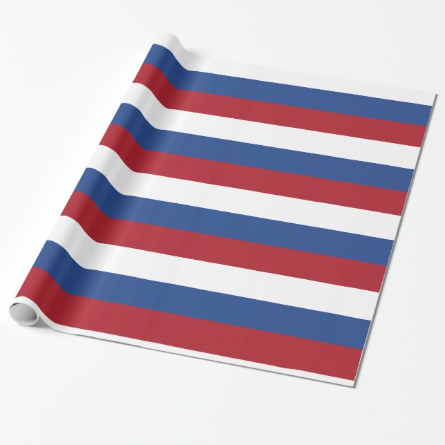 Nederländerna flagga: Rött vitt blått Rand Presentpapper (Utrullad)