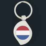 Nederländerna Flagga Swirl Silverfärgad Nyckelring<br><div class="desc">Patriotic flagga of Netherlands.</div>