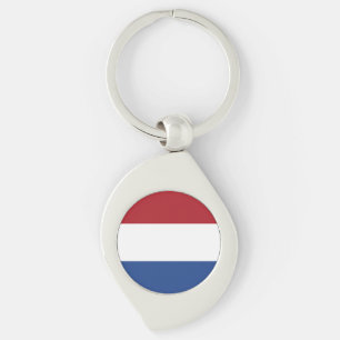 Nederländerna Flagga Swirl Silverfärgad Nyckelring
