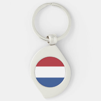 Nederländerna Flagga Swirl Silverfärgad Nyckelring