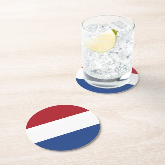 Nederländerna flagga underlägg papper rund (Insitu)