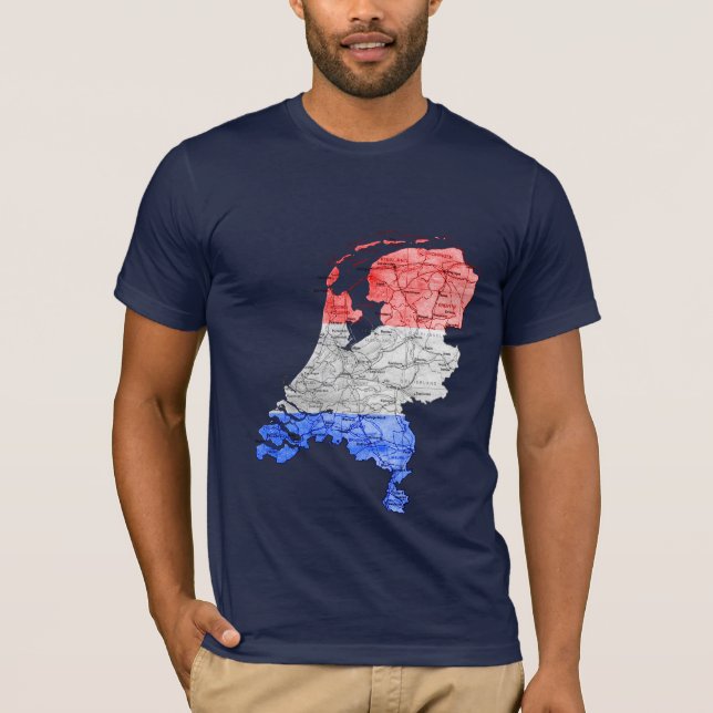 Nederländerna Flaggfärgskarta T-shirt (Framsida)
