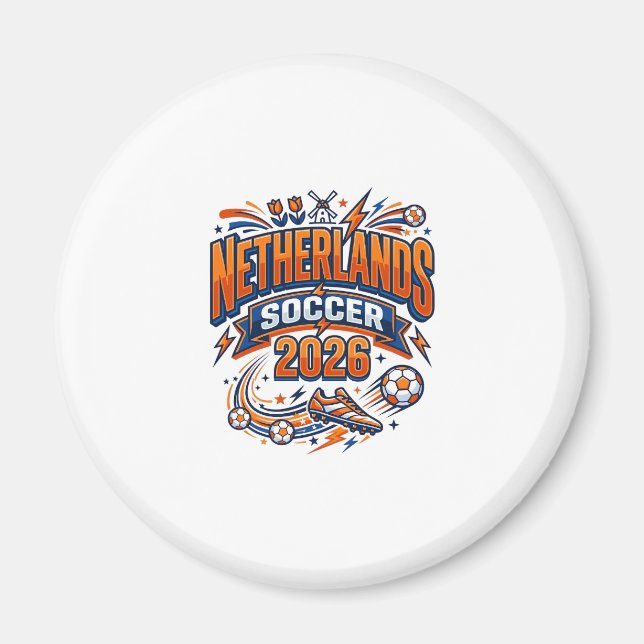 Nederländerna Fotboll 2026 Fotboll Bold Land Typog Magnet (Framsidan)
