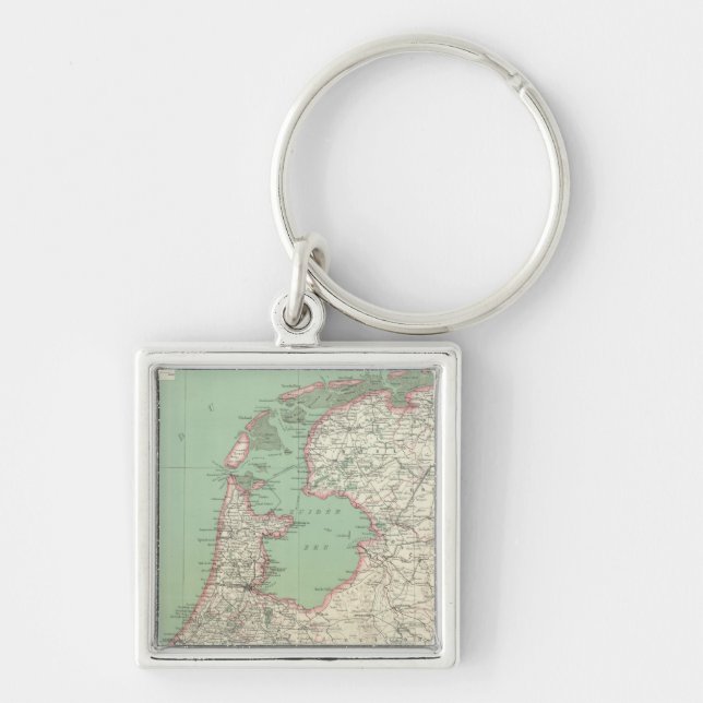 Nederländerna Fyrkantig Silverfärgad Nyckelring (Framsidan)