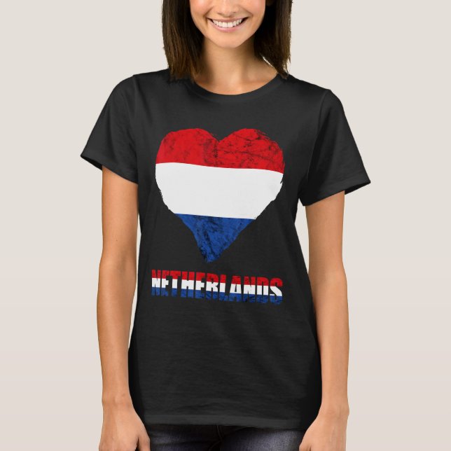 Nederländerna Heart Dutch Pride Netherlands Flagga T Shirt (Framsida)