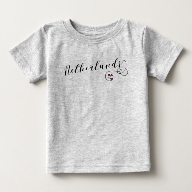 Nederländerna Heart Flagga, nederländska T Shirt (Framsida)