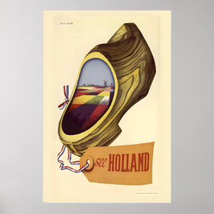 Nederländerna Holland Nederländska Amsterdam Vinta Poster