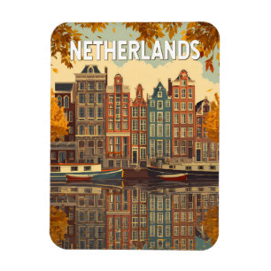 Nederländerna Illustration Resa Konst Vintage Magnet