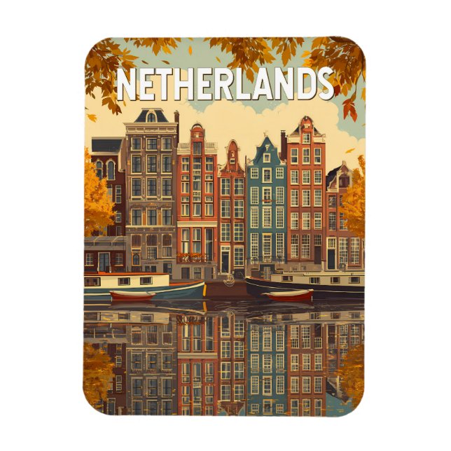 Nederländerna Illustration Resa Konst Vintage Magnet (Vertikal)