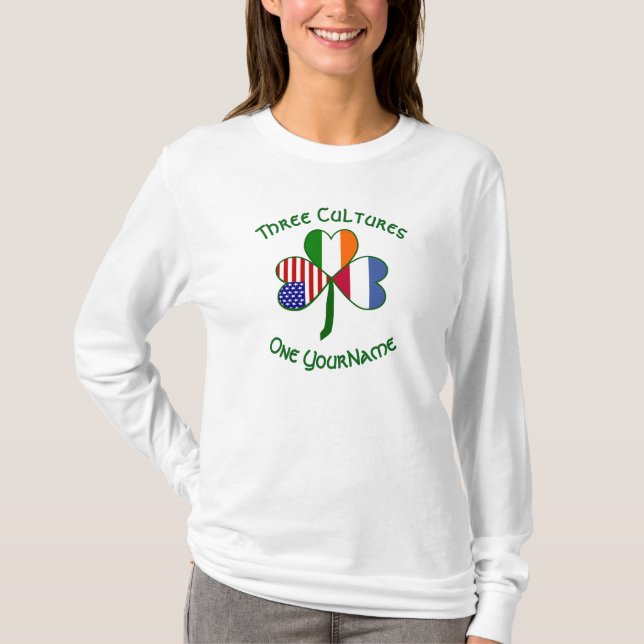 Nederländerna Irish American Flagga Shamrock Perso T Shirt (Framsida)
