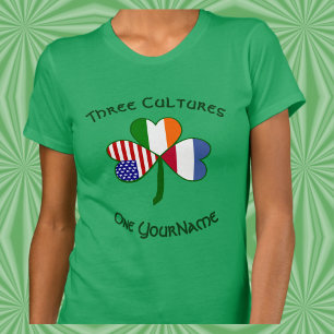 Nederländerna Irland USA Shamrock Flag Personlig T Shirt