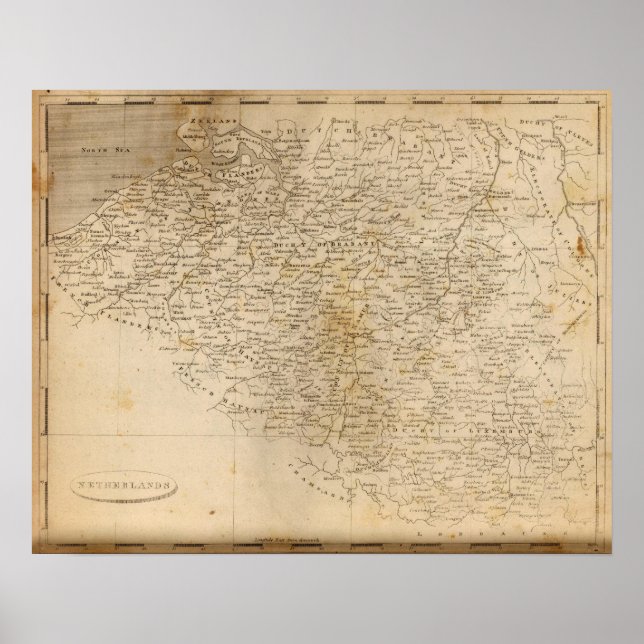 Nederländerna Karta av Arrowsmith Poster (Framsidan)