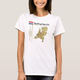 Nederländerna Karta + Flagga + Avdelning T-Shirt