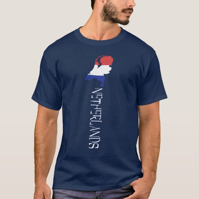 Nederländerna Karta och Flagga T Shirt (Framsida)
