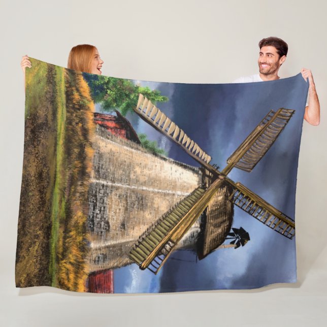 Nederländerna Landcape Kvarn Fleece Blanket Gift (På plats)