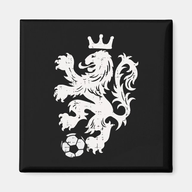 Nederländerna Lejon Nederländsk Orange Fotbollsfan Magnet (Framsidan)