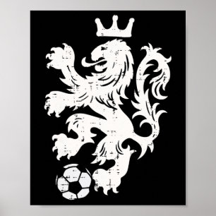 Nederländerna Lejon Nederländska Orange Fotbollsfa Poster