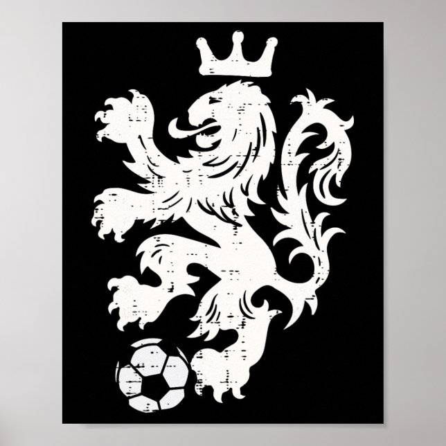 Nederländerna Lejon Nederländska Orange Fotbollsfa Poster (Framsidan)