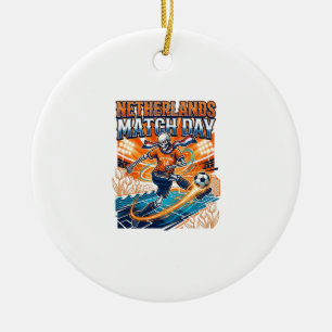 Nederländerna Matchdag Skelett Strider Nationer Hi Julgransprydnad Keramik