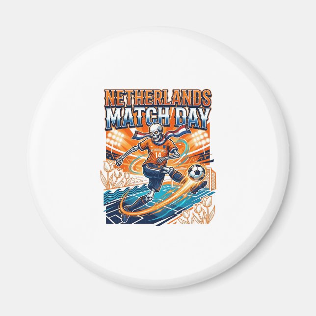 Nederländerna Matchdag Skelett Stridslystna Nation Magnet (Framsidan)