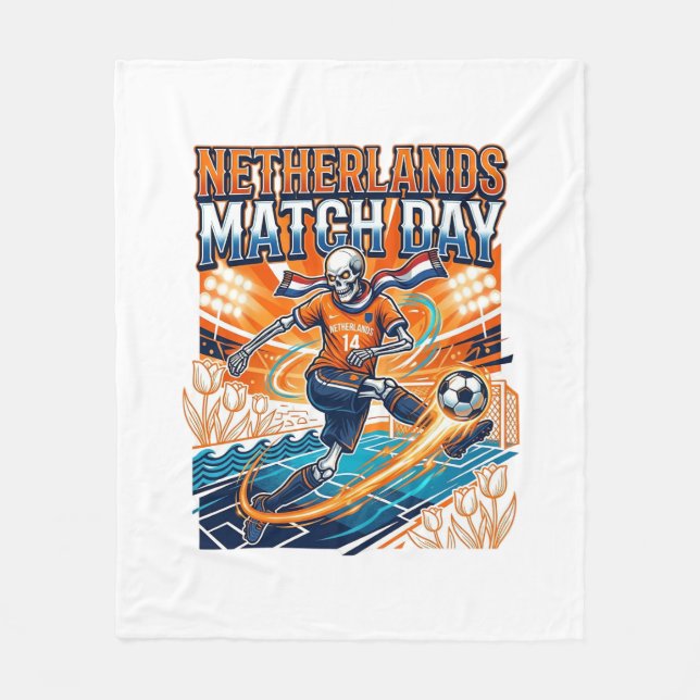 Nederländerna Matchdag Skelett Strumpor Nationer H Fleecefilt (Framsidan)