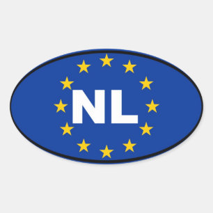 Nederländerna NL Europeiska unionen Ovalt Klistermärke