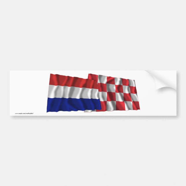 Nederländerna & Noord-Brabant som vinkar flaggor Bildekal (Framsidan)