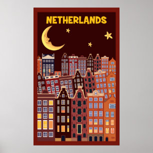 Nederländerna på natten poster