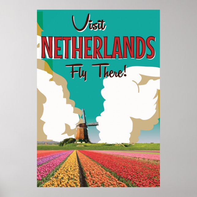Nederländerna vintage-resaaffisch poster (Framsidan)