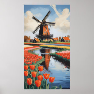 Nederländerna Windmills Poster