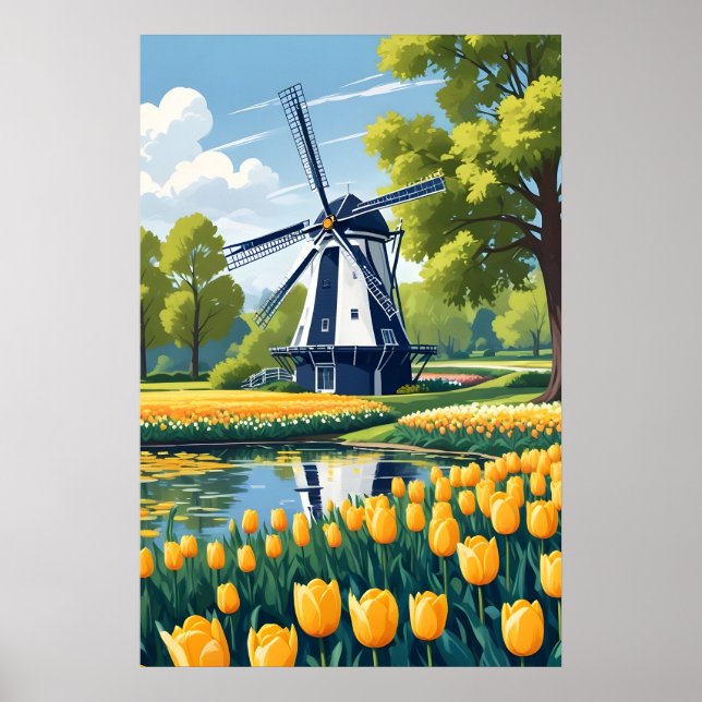 Nederländerna Windmills Poster (Framsidan)