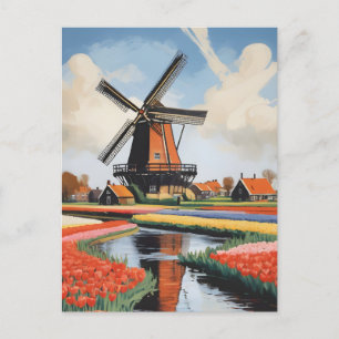 Nederländerna Windmills Vykort