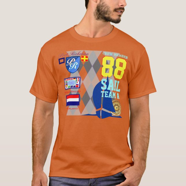 Nederländernan som flagga seglar, numrerar 88 t-shirt (Framsida)