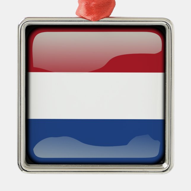 Nederländernas flagga julgransprydnad metall (Framsidan)