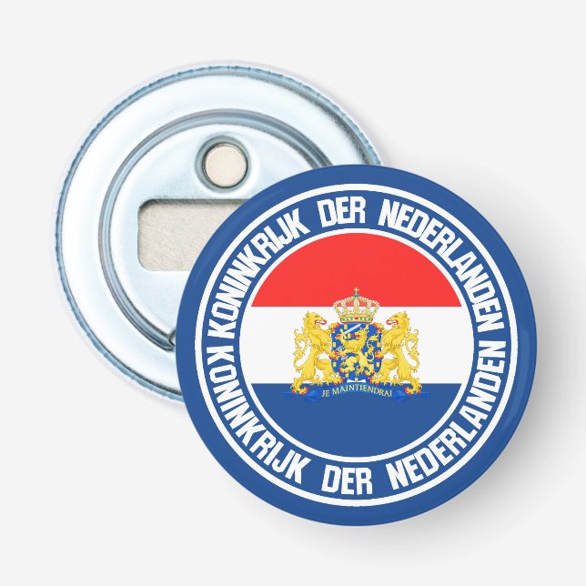 Nederländernas Round Emblem Flasköppnare (Framsidan)